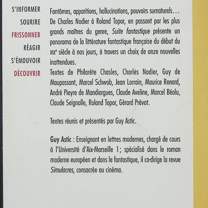 Suite fantastique – Onze nouvelles de Charles Nodier à Roland Topor – Anthologie fantastique - Livre