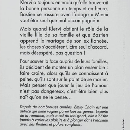 Et si on se mariait ? – Emily Chain – Romance contemporaine – Mariage, amour, humour et quiproquos - Livre