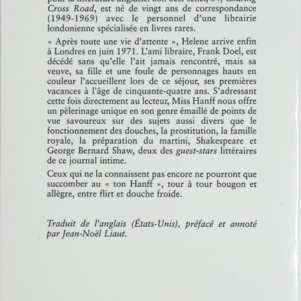 La Duchesse de Bloomsbury Street – Helene Hanff – récit Londres correspondance et voyage littéraire – livre occasion - Livre
