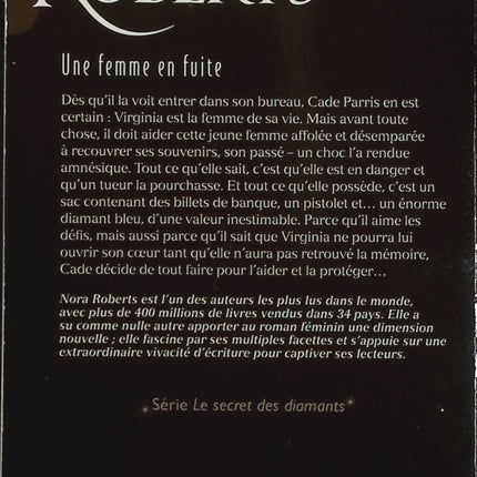 Une femme en fuite – Nora Roberts – roman sentimental, suspense, romance, danger, secrets et nouvelle vie - Livre