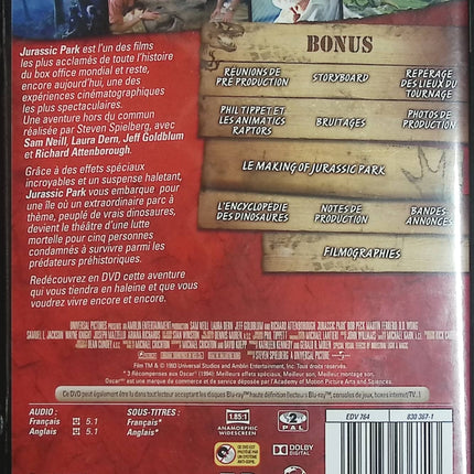 Jurassic Park DVD occasion - Film culte de science-fiction avec Sam Neill, Laura Dern et Jeff Goldblum - DVD