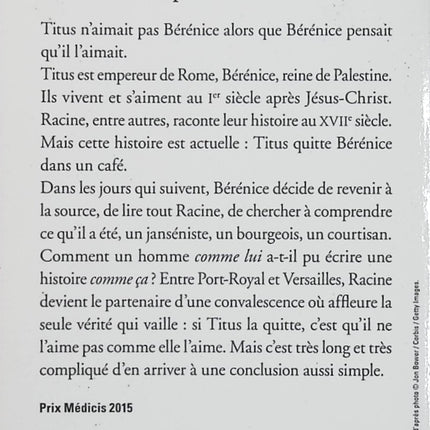 Titus n’aimait pas Bérénice – Nathalie Azoulai – Prix Médicis – Folio – Racine et amour - Livre
