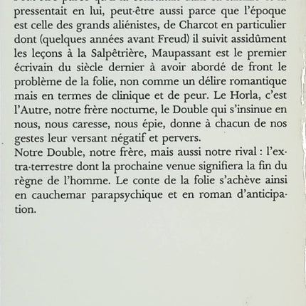 Le Horla et autres nouvelles – Guy de Maupassant – Nouvelles fantastiques et récit psychologique du double - Livre