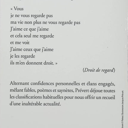 La Pluie et le Beau Temps – Jacques Prévert – Poésie française – Amour, liberté et imagination - Livre