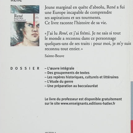 René – François-René de Chateaubriand – Récit romantique sur le mal du siècle (Classiques & Cie) - Livre
