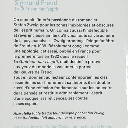 Sigmund Freud - La Guérison par l’esprit - Stefan Zweig - Biographie d’occasion sur la psychanalyse et le fondateur de la psychanalyse - Livre