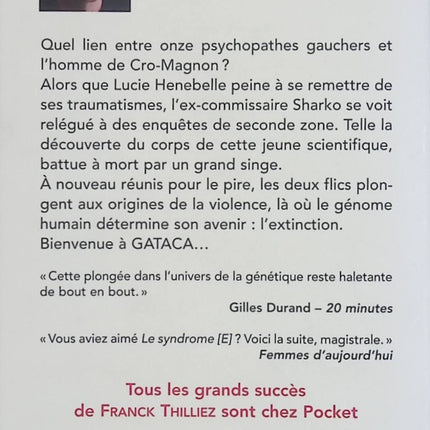Gataca – Franck Thilliez – Thriller scientifique, enquête Sharko et Lucie Hennebelle, suite du Syndrome E - Livre