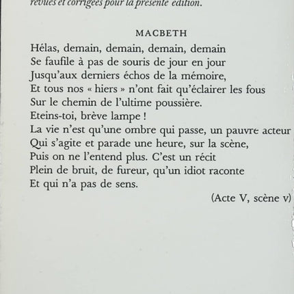 Roméo et Juliette / Macbeth - William Shakespeare - Théâtre classique d'occasion - Tragédies célèbres - Livre