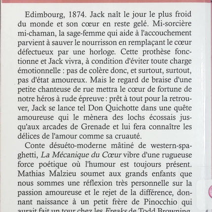 La Mécanique du cœur – Mathias Malzieu – Roman poétique et fantastique, histoire d’amour, imaginaire et émotions  - Livre