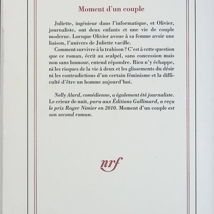 Moment d’un couple – Nelly Alard – roman sur le couple, l’infidélité et les relations amoureuses – livre d’occasion - Livre