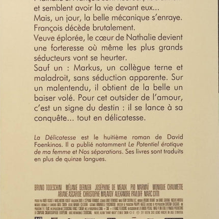 La délicatesse de David Foenkinos – Roman contemporain sur l'amour, le deuil, les rencontres inattendues et la reconstruction personnelle - Livre