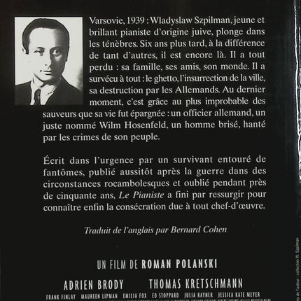Le Pianiste – Władysław Szpilman – Témoignage historique – Varsovie, guerre, Shoah et survie - Livre