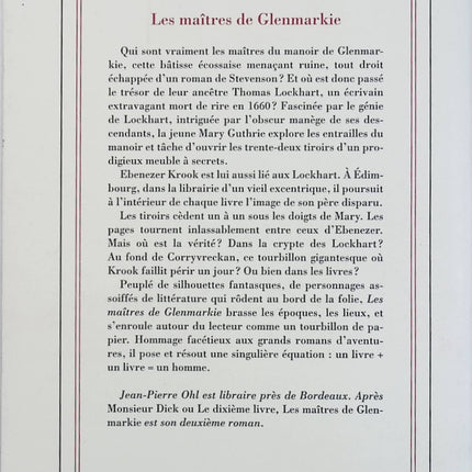 Les Maîtres de Glenmarkie – Jean-Pierre Ohl – Roman d’aventure littéraire et mystère écossais - Livre