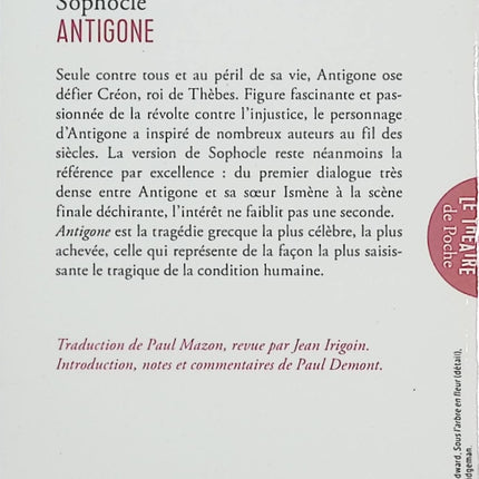 Antigone – Sophocle – Tragédie grecque classique – Théâtre antique – Mythe et destin – Littérature de l’Antiquité - Livre