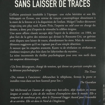 Sans laisser de traces – Val McDermid – thriller policier, enquête criminelle et suspense britannique - Livre