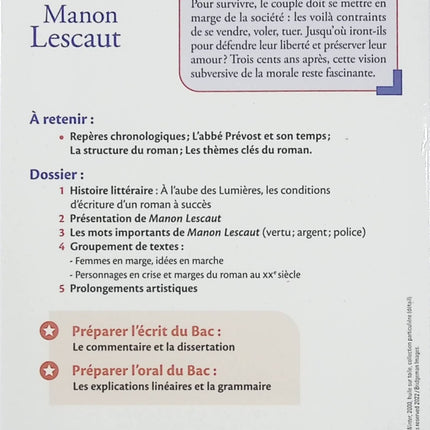 Manon Lescaut – Abbé Prévost, édition Bac 2026 pour le lycée, amour passionnel, tragédie et révisions du bac de français - Livre