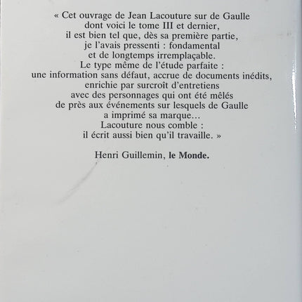 De Gaulle : 1959-1970 - Jean Lacouture - Le Souverain - Biographie - Charles de Gaulle - Ve République - Histoire de France - Livre