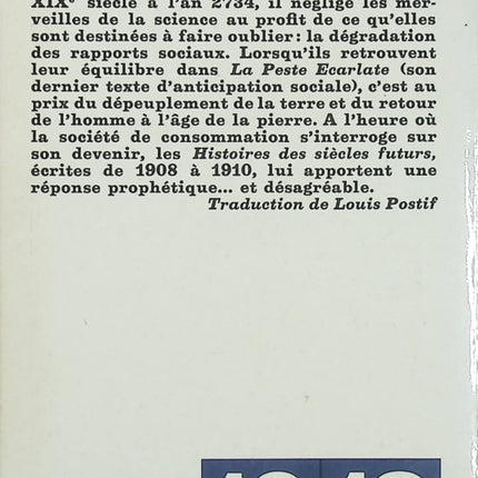 Histoires des siècles futurs - Jack London - Science-fiction et récits d'anticipation - Livre