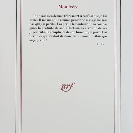 Mon frère – Daniel Pennac – Récit intime et hommage à son frère – Bartleby et mémoire - Livre