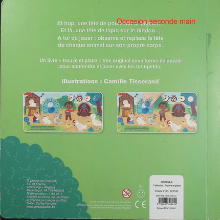Observe la ferme – Trouve et place les jolies frimousses – Carine Fontaine – activité d'éveil, animaux de la ferme et jeu d'observation - Livre