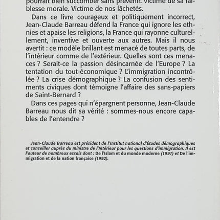 La France va-t-elle disparaître ? – Jean-Claude Barreau – Essai politique, immigration, démographie et société - Livre