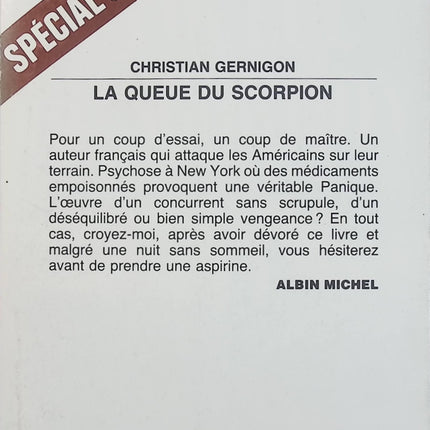 La Queue du scorpion – Christian Gernigon – Roman policier français – Enquête et suspense - Livre
