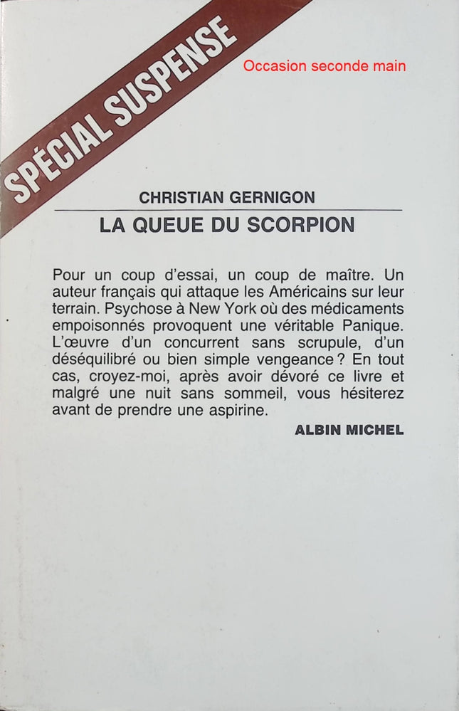 La Queue du scorpion – Christian Gernigon – Roman policier français – Enquête et suspense - Livre
