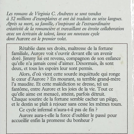 Aurore – Virginia C. Andrews – Saga familiale et roman dramatique sur secrets, héritage et destin - Livre