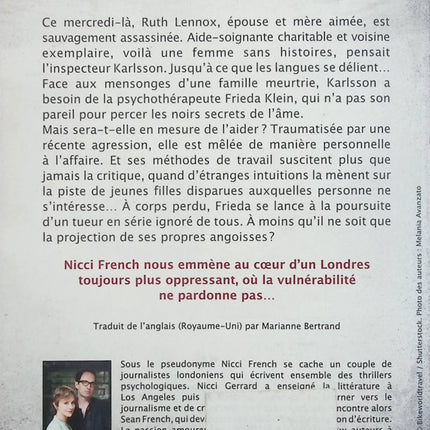 Maudit mercredi – Le jour où les jeunes filles rencontrent la mort – Nicci French – Thriller psychologique et enquête - Livre