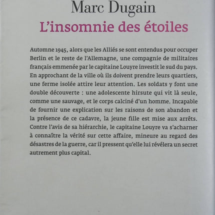 L'insomnie des étoiles – Marc Dugain – roman historique, Seconde Guerre mondiale, Résistance, enquête et drame psychologique - Livre