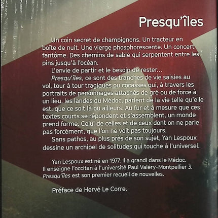 Presqu’îles – Yan Lespoux – Recueil de nouvelles contemporaines françaises – Portraits de vie dans le Médoc - Livre