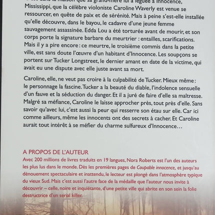 Coupable innocence – Nora Roberts | Thriller romantique, enquête criminelle et secrets de famille - Livre