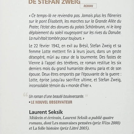 Les derniers jours de Stefan Zweig – Laurent Seksik – Roman biographique sur l’exil et les derniers jours de l’écrivain - Livre