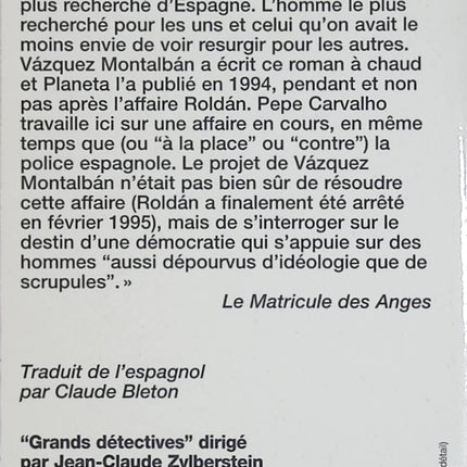 Roldán, ni mort ni vif – Manuel Vázquez Montalbán – Roman politique espagnol – Livre d'occasion - Livre