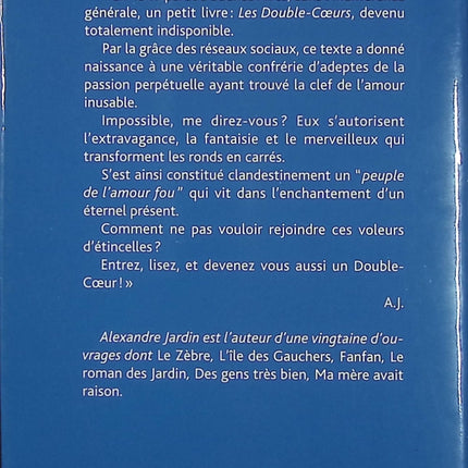 Double-Cœur – Alexandre Jardin – roman contemporain et communauté amoureuse utopique - Livre