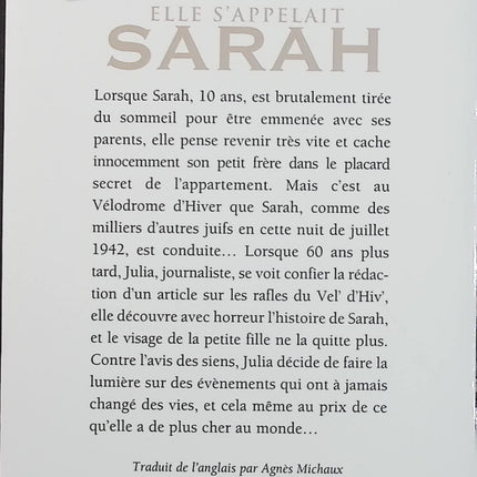 Elle s’appelait Sarah – Tatiana de Rosnay – Roman historique, Seconde Guerre mondiale et mémoire - Livre