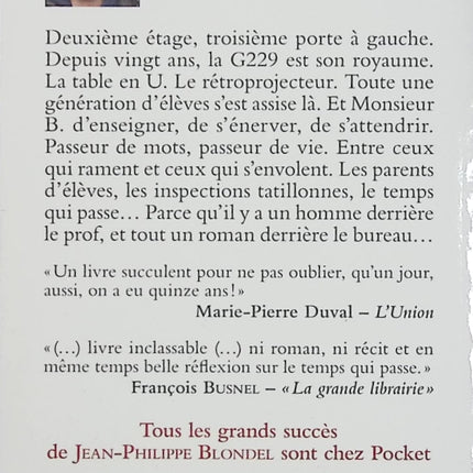 G229 – Jean-Philippe Blondel – Roman sur la vie d’un professeur – École, lycée et enseignement – Livre d’occasion - Livre