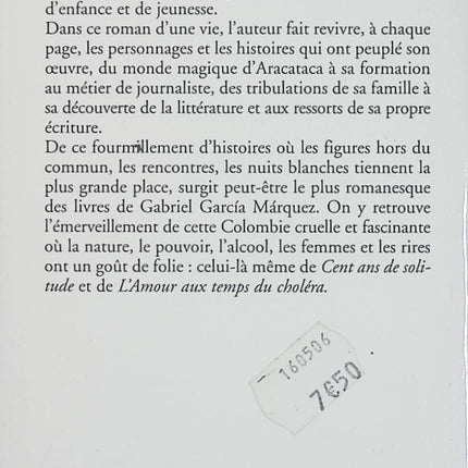 Vivre pour la raconter - Gabriel Garcia Marquez - Mémoires autobiographiques d'occasion - Livre