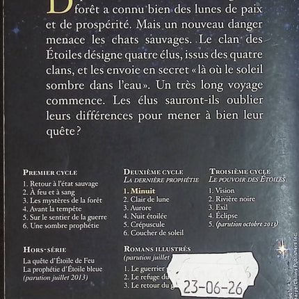 La Guerre des Clans La Dernière Prophétie Cycle II Tome 1 Minuit | Erin Hunter | Roman jeunesse fantasy d'occasion - Livre