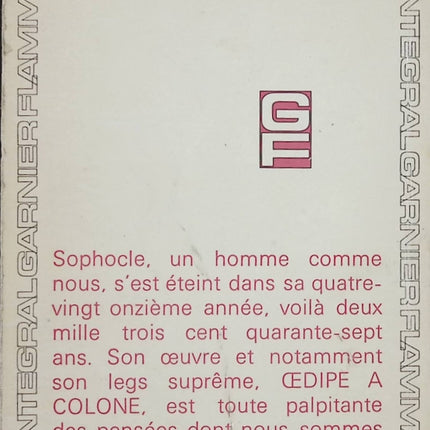 Théâtre complet – Sophocle – Ajax, Antigone, Électre, Œdipe Roi, Philoctète – Livre d’occasion - Livre