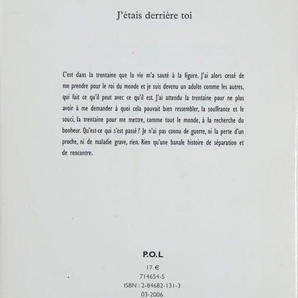 J’étais derrière toi – Nicolas Fargues – Roman contemporain psychologie du couple amour et crise identitaire - Livre