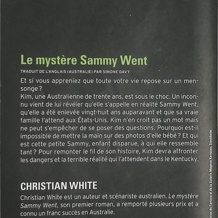 Le mystère Sammy Went Christian White – Thriller psychologique australien, disparition mystérieuse et secrets de famille - Livre