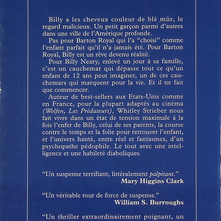 Billy - Roman d’horreur et thriller psychologique de Whitley Strieber - Livre