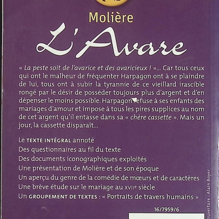 L’Avare Molière texte intégral pièce de théâtre comédie classique humour et satire - Livre