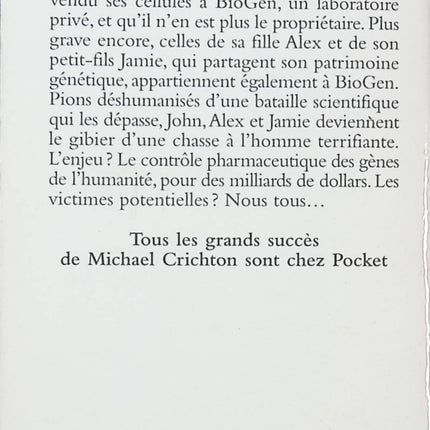 Next – thriller scientifique et technologique de Michael Crichton – roman sur la génétique, les dérives scientifiques et le futur - livre