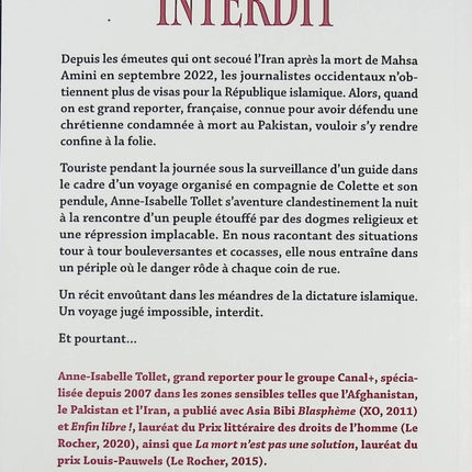 Le Voyage interdit Une plongée clandestine dans l'Iran d'aujourd'hui Anne‑Isabelle Tollet récit de voyage reportage et immersion - Livre