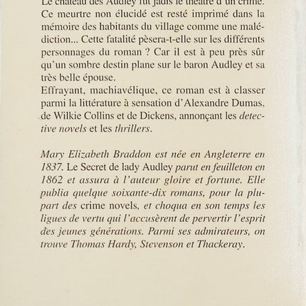 Le secret de Lady Audley - Mary Elizabeth Braddon - livre