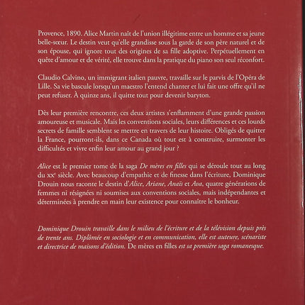 De mères en filles – Tome 1 : Alice – roman contemporain familial de Dominique Drouin émotions et transmission - livre