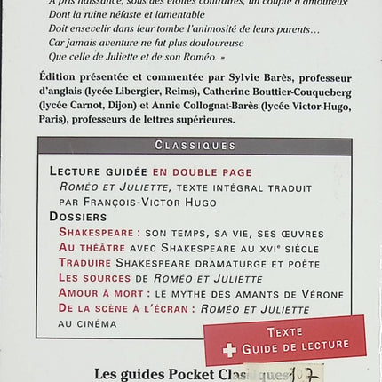 Roméo et Juliette – tragédie classique de William Shakespeare - Livre