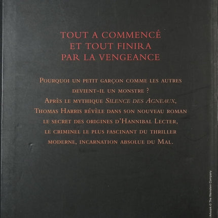 Hannibal Lecter : Les origines du mal – thriller psychologique de Thomas Harris suspense et intrigue - livre